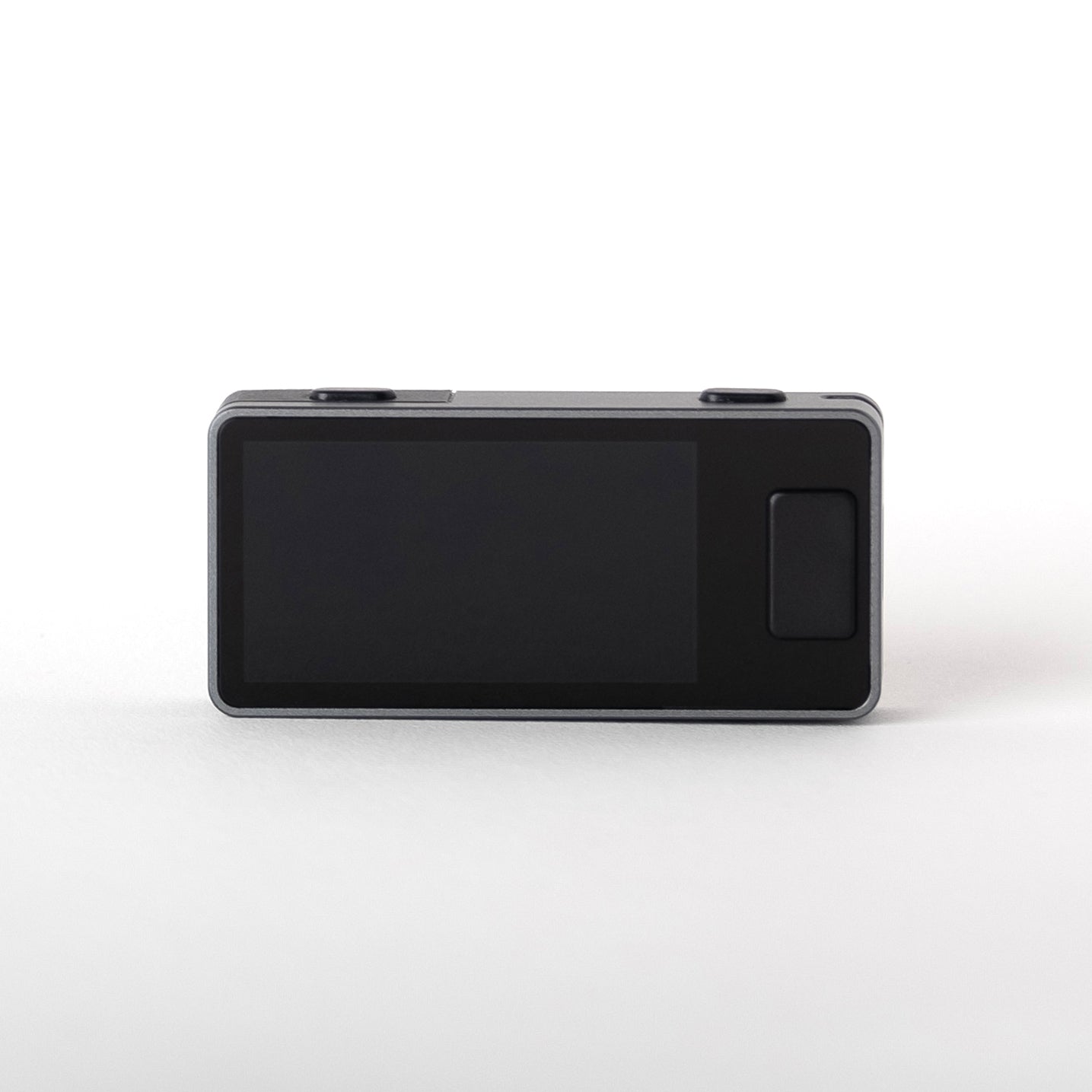 Landscape view of Blockstream Jade Plus Bitcoin hardware wallet showing widescreen display and front navigation button