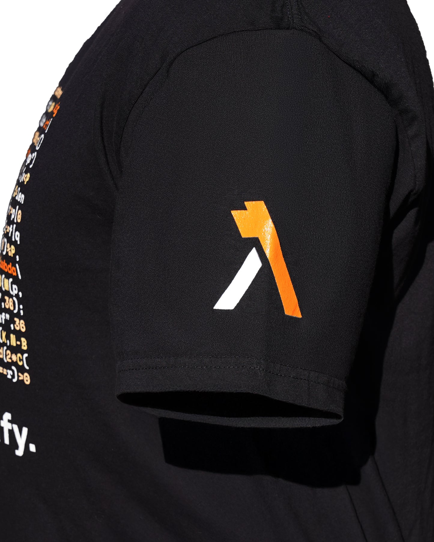 Blockstream Research logo on black shirt sleeve