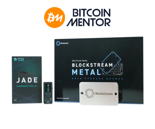 Bitcoin Mentor + Blockstream Jade + Blockstream Metal Bundle